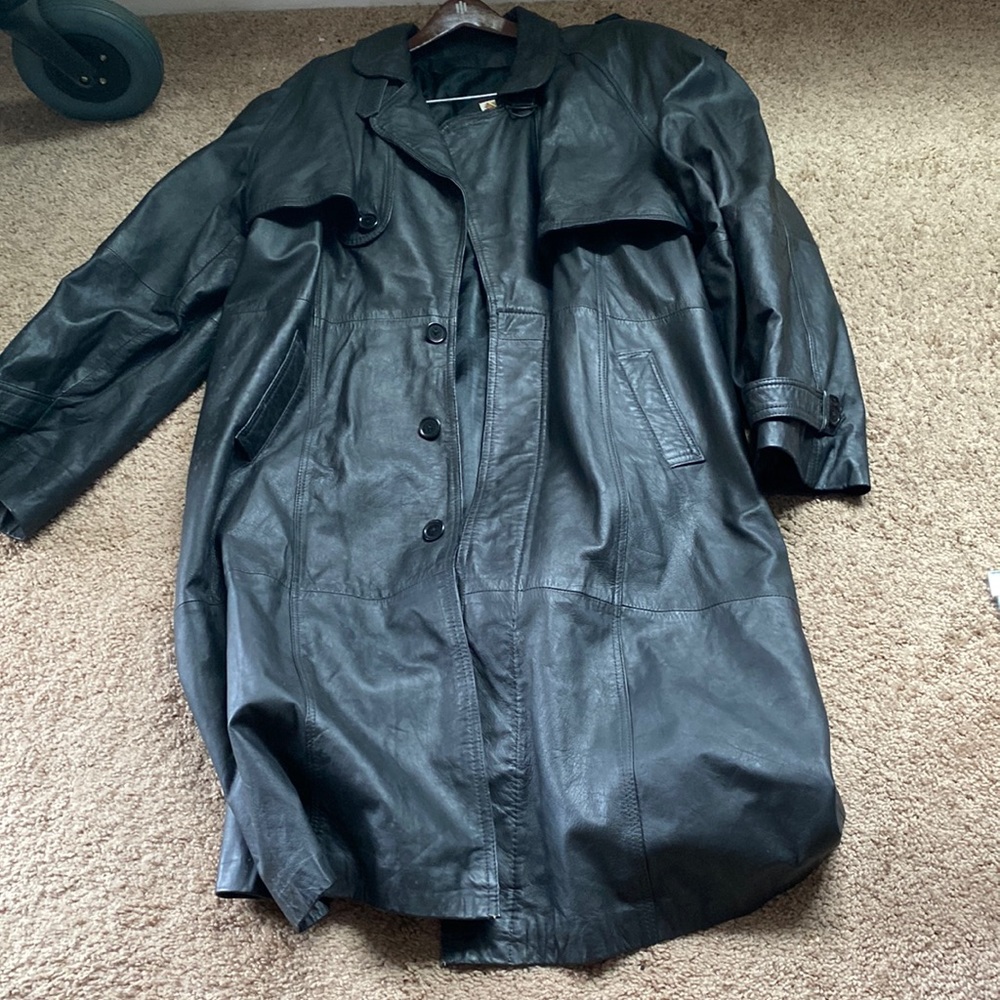 Men’s Leather trench coat long